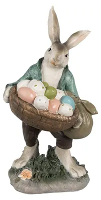 Obrázok produktu pre Clayre & Eef figúrka králika 32 cm hnedá zelená polyresin