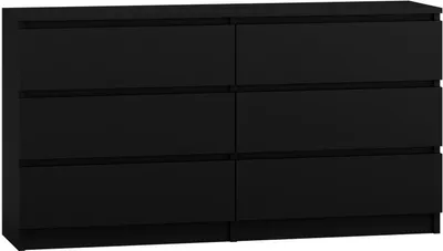A black dresser with six drawers.