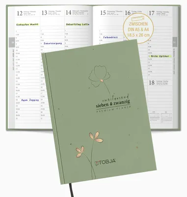 Produktbild von Buchkalender 2026 - Terminplaner 2026 A4 mit 30-Minuten-Taktung 7-21 Uhr - Größe A5 - A4 18,5 x 26 cm, Große Schrift, flexibles Hardcover, Lesebändchen. Kalender 2026 A4.