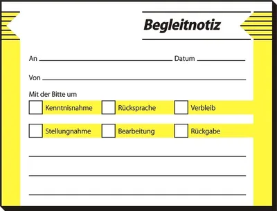 Produktbild von Begleitnotiz 100x75mm weißgelb 50 Blatt Packung mit 5 Stück