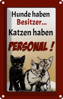 Produktbild von vianmo Blechschild 30x20 cm Hunde haben Besitzer Katzen Tier Haustier Katze