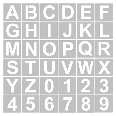 Produktbild von 36 Stück 7,6 cm große Buchstaben- und Zahlenschablonen, wiederverwendbar, waschbar, Alphabet, umweltfreundlich, PET-Kunsthandwerksvorlagen zum Malen auf Holz, Stoff, Wand, Tür, Dekoration, Heimschild