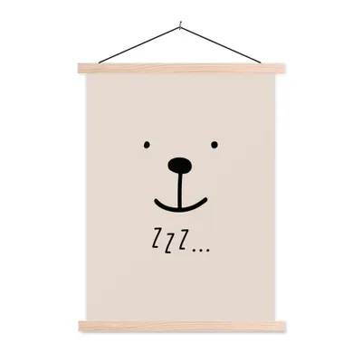 Produktbild von MuchoWow® Textilposter Zitate - Kinder - Zzz... - Sprüche - Kinder - Baby 120x160 cm mit holzfarbenen Rahmen - Plakatkarton