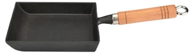 Immagine prodotto di Omgoods - Padella in ghisa - Mini padella - Manico in legno - Design resistente al calore - Adatta per induzione - Resistente e duratura - Padella per tamagoyaki