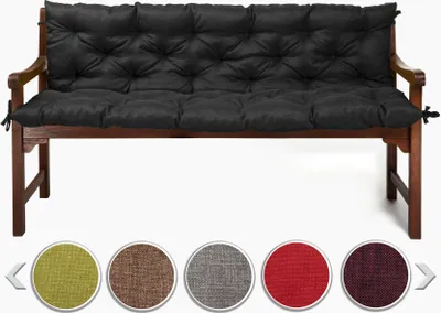 Produktbild von Sunnypillow Bankkissen & Auflagen 2er Set (Sitz- & Rückenkissen), Schwarz, 140x50x50 cm, ca. 12cm Dicke, für Hollywoodschaukel, Holzbank & Gartenbank, Polyester & PU-Schaum, wasserabweisend, pflegeleicht, mit Befestigungsbändern, maschinensteppt, straffe Füllung