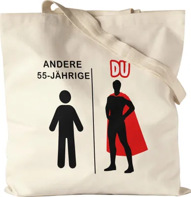 Produktbild von Andere 55-Jährige Du Jutebeutel Stoffbeutel Canvas  Geburtstagsgeschenk zum 55. Lustige Geschenkidee Superheld