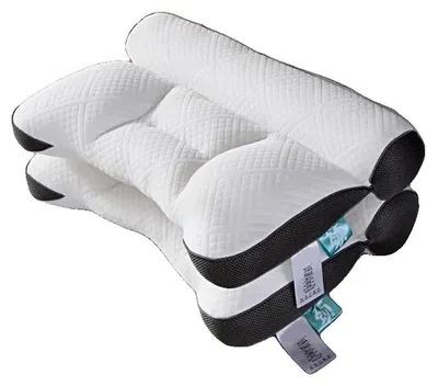 Image de Coussin de soutien cervical, support ergonomique, tissu respirant, noir, lot de 2, 40 x 60 cm