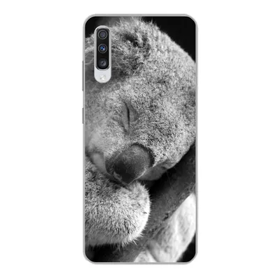 Produktbild von MuchoWow® Handyhülle Schutzhülle Hülle für Samsung Galaxy A70 Schlafender Koala auf schwarzem Hintergrund Silikon Softcase Handy Hülle - Schutzhaube