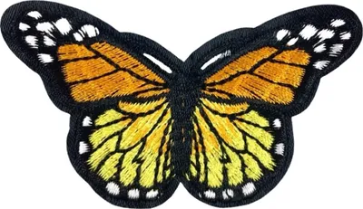 Produktbild von Schmetterlings-Emblem-Aufnäher zum Aufbügeln, Orange, Gelb, Schwarz