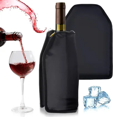 Produktbild von PRECORN Weinkühler Manschette Schwarz – Flexibel, Wiederverwendbar, Ideal für Standardflaschen, Wein, Sekt, Picknick, Grill, Geschenk