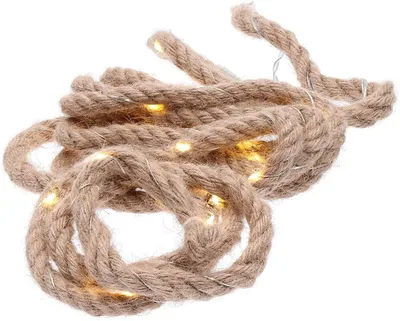 LED-Lichtschnur 3 m Naturjute 30 warmweiße LEDs batteriebetrieben