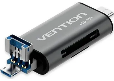 Zdjęcie produktu dla Vention CCHH0, MicroSD (TransFlash), SD, Szary, 5000 Mbit/s, Aluminium, USB Type-A/USB Type-C/Micro-USB, 74 mm