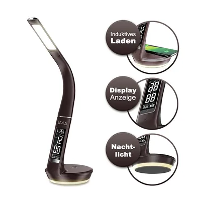 Produktbild von LED Touch-Schreibtischlampe mit Induktionsladung und Displayanzeige, Eaxus