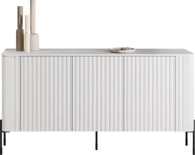 Produktbild von MIRJAN24 Türkommode Vera 150, Stilvoll Wohnzimmer, Kommode mit drei Drehtüren (Farbe: Weiß)