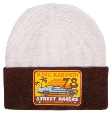 Zdjęcie produktu dla KING KEROSIN czapka z dzianiny w stylu retro Street Racers biała jeden rozmiar