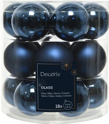Produktbild von Weihnachtskugeln Glas 4cm 18 Stück - Nachtblau
