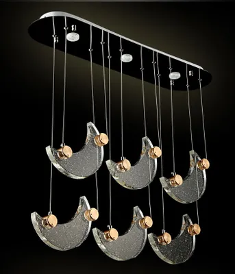 Produktbild von LED Pendelleuchte 1668-6 80*20 cm H 130 cm Mondkristalle Fernbedienung Lichtfarbe einstellbar A+