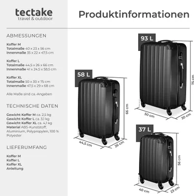 Produktbild von Hartschalenkoffer-Set 3-teilig, aus robustem ABS-Kunststoff