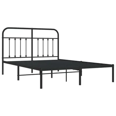 Image de vidaXL Cadre de lit avec tête de lit en métal noir 140x200 cm