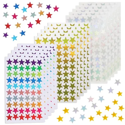 Productafbeelding van 900 Stuks Sterren Stickers, Zelfklevende Glanzstickers in Goud en Zilver