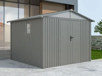 Produktbild von Metall Gerätehaus Modell Trend 7,56 m² Alu Grau