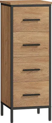 Image de Meuble de salle de bain šŠtroit avec 4 tiroirs et structure en acier, 30 x 30 x 82 cm, chšºne