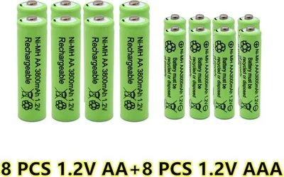 Produktbild von 8X AA Akkus 3600mAh + 8X AAA Akkus 2800mAh Wiederaufladbare Akkus Batterien 1,2V
