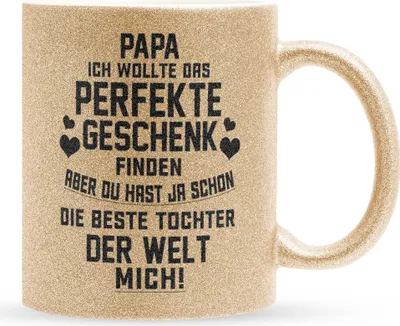 Produktbild von 22Feels Glitzertasse Gold Papa Geschenk von Tochter Vatertag Vater Geburtstag Weihnachten Kaffeetasse Männer Haferl Geschenkidee Bürotasse
