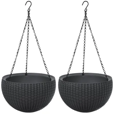 Image de 2 pots suspendus Keter Sphere Planter, couleur anthracite