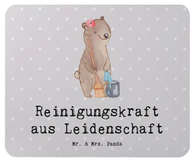 Produktbild von Mr. & Mrs. Panda Mouse Pad Reinigungskraft Leidenschaft - Grau Pastell - Geschenk, Mousepad, mousematte, mauspad laptop, computer