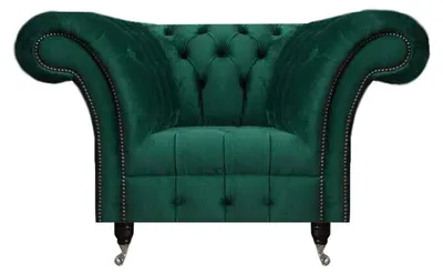 Zdjęcie produktu dla Ciemnozielony fotel chesterfield do salonu fotel jednoosobowy