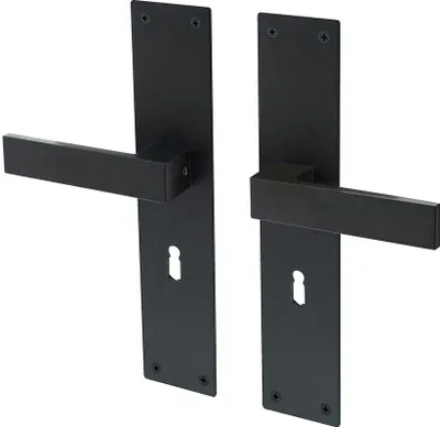 Immagine prodotto di Maniglie per porte Lavuzo Trapini nere - Maniglie per porte con piastra SL56 - Per set