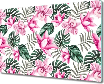 Produktbild von Glas-Herdabdeckplatte Glaskeramikkochfeld-Abdeckung Spritzschutz - 80x52 cm - Blumen und Blätter