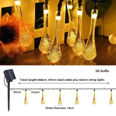 Immagine prodotto di Catena luminosa decorativa a LED e solare IMMAX DROP 50xLED 7 m IP65 bianco caldo