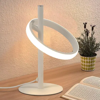 Produktbild von ZMH Tischlampe LED Tischleuchte Touch Dimmbar - Nachttischlampe Weiß Nachttischleuchte Drehbaren Ringe 6W 3000K Warmweiß für Schlafzimmer Bett Wohnzimmer Kinderzimmer Bar Restaurant
