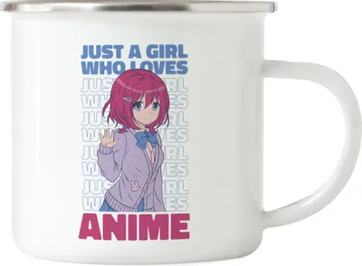 Produktbild von Just A Girl Who Loves Anime Emaille Tasse Otaku Baka Manga Fans Geschenkidee