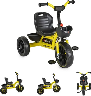 Produktbild von Byox Dreirad Hunter EVA-Reifen, verstellbarer Sitz, Korb, ergonomische Griffe gelb