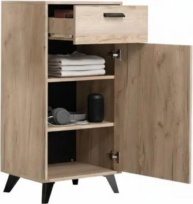Immagine prodotto di Dmora Mobile da Ingresso Sezzadio 54x35x101h cm Marrone Rovere, un Cassetto 2 Ripiani