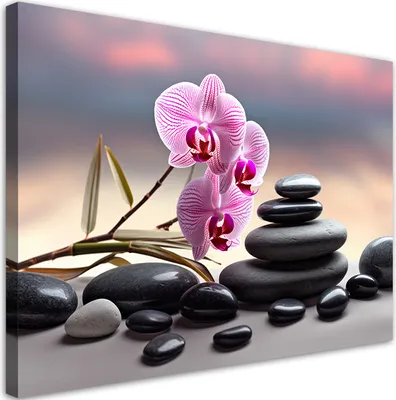 Produktbild von Leinwandbild  Orchidee Zen Spa 90x60 Feeby Violett bild für die wand bereit zum aufhängen