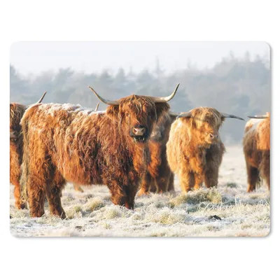 Produktbild von MuchoWow® Mauspad Mousepad Schottische Highlander - Schnee - Wald 40x30 cm - Mousepads - Maus Mat - Pad - Mausunterlage - Anti Rutsch