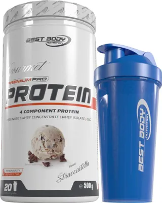 Produktbild von Best Body Nutrition - Gourmet Protein - Stracciatella - 500 g Dose + Shaker