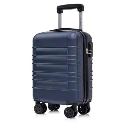 Immagine prodotto di Valigia trolley Valigia da viaggio Valigia, valigia con ruote Bagaglio a mano, con 4 ruote a 360°, valigia rigida, lucchetto a combinazione, maniglia morbida in gomma (S, blu scuro)