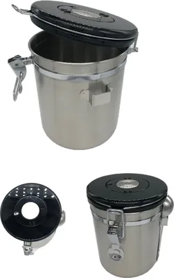 Produktbild von Luftdichter Kanister aus Edelstahl Kaffeebohnenbehaelter Aufbewahrungsbehälter 1,5 l mit Entlueftungsventil für Kaffee, Tee