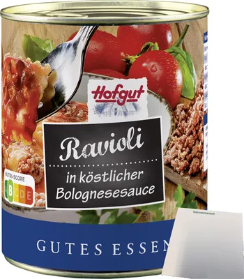 Produktbild von Hofgut Ravioli Bolognese (800ml Dose) + usy Block