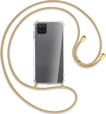 Produktbild von Handykette Backcover-Schutzhülle mit Band (Metall goldfarben) für Samsung Galaxy A12 - caramel