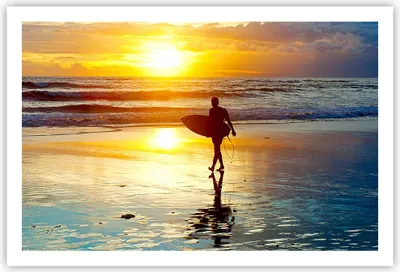 Produktbild von Poster - Poster ohne Rahmen - Surfer sonnenuntergang ozean brett - 91,5x61 cm - Wand Bild - Wanddeko - Wandbilder - Kunstposter - Wandposter - Bilder - Kunstdruck - Wandbild - P2XAA91x61-2792