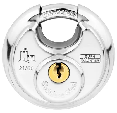Obrázok produktu pre BURG-WÄCHTER Circle 21, Zámok na kľúč, Nerezová oceľ, Nerezová oceľ, tvrdená oceľ, Kolo, 60 mm