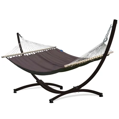 Produktbild von Potenza Outdoor Hängematte mit Gestell für 2 Personen I 100% Baumwolle Medelin Stabhängematte 215x140, 160kg I Hängemattengestell 220kg, wetterfest