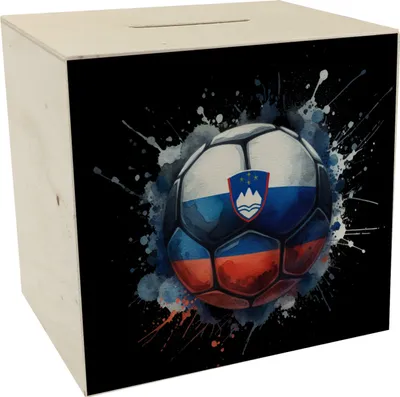Produktbild von Fußball Slowenien Flagge Spardose aus Holz
