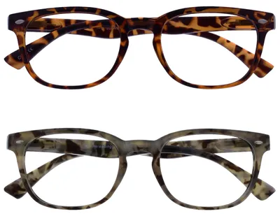 Produktbild von OPULIZE ORA Lesebrille für Damen Herren, Designer Stil, Leser mit Federscharnier, Rechteckiger Rahmen, 2er-Pack Braun & Grau Schildpatt +3,50